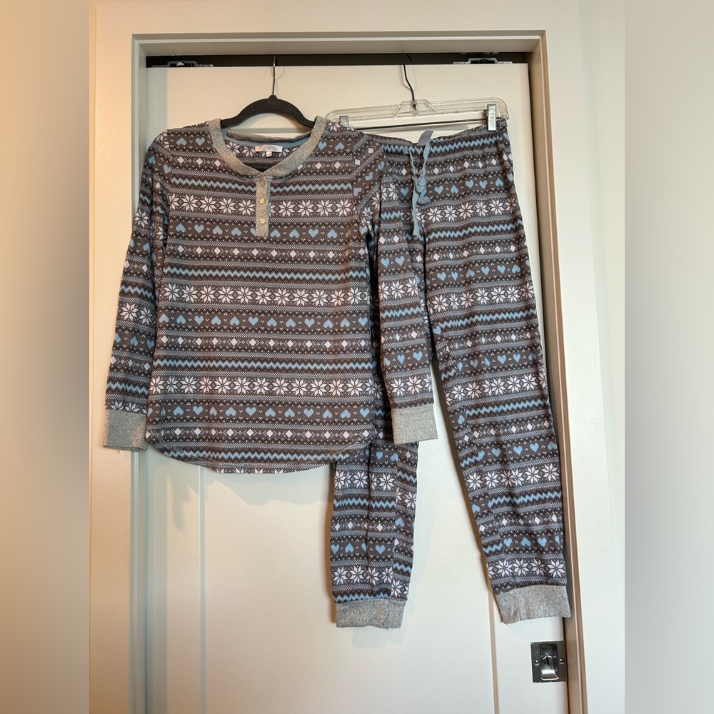 Cozy Gray and Blue Pajama Set